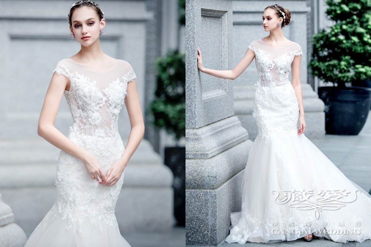 wedding gown, bridal gown